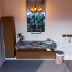 Mondiaz ALAN-DLUX Ensemble de meuble - 150cm - meuble Rust mat - 1 tiroir - Lavabo Cloud Lava suspendu - vasque Centre - 0 trous de robinet SW808321