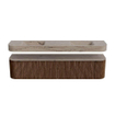 MONDIAZ THOR-DLUX 200cm meuble de salle de bains arrondi gauche + droite couleur Walnut avec 2 tiroirs et 2 portes. Vasque suspendue CLOUD Double 2 trous de robinet couleur Arena. SW1467210