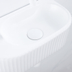 QeramiQ Fuente Ensemble de Lavabo - 40x21.5x12cm - strié - demi-rond - céramique - ensemble de robinet blanc mat - bouchon de vidange - siphon abaissé - blanc brillant SW1233094