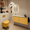 MONDIAZ TURE-DLUX meuble WC 120 cm Ocher. EDEN lavabo Ostra position gauche. Sans trou de robinet. SW1104957