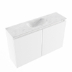 MONDIAZ TURE-DLUX Meuble toilette - 80cm - Talc - EDEN - vasque Opalo - position centrale - sans trou de robinet SW1104126