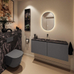 MONDIAZ TURE-DLUX meuble de toilettes 120 cm Dark Grey. EDEN lavabo Lava position centrale. Sans trou de robinet. SW1103825