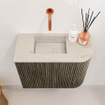 Mondiaz JOYA-DLUX 51.6cm toiletmeubel - ronding rechts kleur Shadow - Wastafel FAYE positie Links Zonder kraangat kleur Opalo. SW1422988