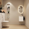 MONDIAZ TURE-DLUX Meuble toilette - 40cm - Talc - EDEN - vasque Glace - position gauche - 1 trou de robinet SW1103081