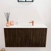Mondiaz JOYA 80cm toiletmeubel - kleur Walnut - Wastafel FAYE positie Midden 1 kraangat kleur Talc. SW1421310