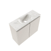 MONDIAZ TURE-DLUX Meuble toilette - 60cm - Linen - EDEN - vasque Ostra - position centrale - sans trou de robinet SW1104935