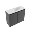 MONDIAZ TURE-DLUX Meuble toilette - 60cm - Dark Grey - EDEN - vasque Opalo - position droite - 1 trou de robinet SW1104253