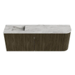 Mondiaz JOYA-DLUX Meuble de salle de bains 111,6cm - arrondi droit couleur Shadow - Vasque FAYE position Gauche 1 trou de robinet couleur Glace. SW1422828