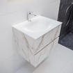 Mondiaz VICA ensemble de meuble de salle de bain - 60cm - meuble sous-vasque carrara - 2 tiroirs - lavabo moon milieu - 1 trou de robinet - miroir LED - version XL 60cm de haut SW1097573