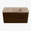 Mondiaz CIRO-DLUX Badkamermeubelset - 100x45x50cm - Solid surface wastafel Saba - 1 wasbak Midden - 1 kraangat - 2 lades - Walnut SW1530722
