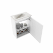 MONDIAZ TURE-DLUX Meuble de toilettes 40 cm Talc. Lavabo EDEN Ostra position gauche. Sans trou de robinet. SW1104646