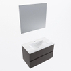 Mondiaz VICA ensemble de meuble de salle de bain - 80cm - meuble sous-vasque gris foncé - 2 tiroirs - lavabo denia milieu - 1 trou de robinet - couleur Blanc Brillant - miroir LED - version XL 60cm de haut SW1091885