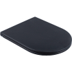 QeramiQ Dely Swirl Ensemble WC - 36.3x51.7cm - Réservoir encastré Geberit UP320 - abattant fin - Plaque de commande blanche brillante - Boutons ronds - Noir mat SW1130190