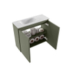 MONDIAZ TURE-DLUX Meuble toilette - 60cm - Army - EDEN - vasque Opalo - position gauche - sans trou de robinet SW1104197