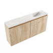 MONDIAZ TURE-DLUX meuble WC 100 cm Washed Oak. Lavabo EDEN Ostra position droite. Sans trou de robinet. SW1105136