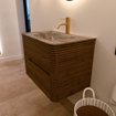 Mondiaz CIRO-DLUX Meuble de salle de bains - 70x45x50cm - Lavabo solid surface Oza - 1 bassin au milieu - 1 trou de robinet - 2 tiroirs - Dusk SW1533257