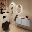 MONDIAZ TURE-DLUX Meuble toilette - 100cm - Plata - EDEN - vasque Ostra - position gauche - 1 trou de robinet SW1105041