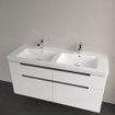 Villeroy & Boch Subway 2.0 Double lavabo pour meuble 130x47cm avec 2 trous pour robinetterie et trop-plein Ceramic+ Blanc 1024041