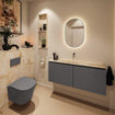MONDIAZ TURE-DLUX Meuble toilette - 120cm - Dark Grey - EDEN - vasque Frappe - position centrale - sans trou de robinet SW1102721