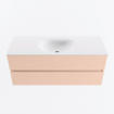 Mondiaz VICA ensemble de meuble de salle de bain - 120cm - meuble sous-vasque rosee - 2 tiroirs - lavabo moon milieu - 1 trou de robinet - version haute de 60cm - talc SW1080353