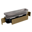 MONDIAZ THOR-DLUX 200cm meuble de salle de bains arrondi gauche + droite couleur Dusk avec 2 tiroirs et 2 portes. Vasque suspendue CLOUD Droite sans trou de robinet couleur Oza. SW1467202