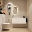 MONDIAZ TURE-DLUX Meuble toilette - 120cm - Talc - EDEN - vasque Glace - position gauche - 1 trou de robinet SW1103100