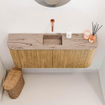 Mondiaz JOYA-DLUX 103.2cm toiletmeubel - ronding links en rechts kleur Oak - Wastafel FAYE positie Midden Zonder kraangat kleur Arena. SW1423899