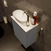 Mondiaz fowy armoire de toilette 40x50x23cm gris foncé mat 1 trou pour robinetterie évier : gauche 1 porte solid surface avec top mdf couleur évier : blanc/noir SW760932