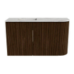 Mondiaz JOYA-DLUX Meuble de toilette 71,6cm - arrondi droit couleur Noyer - Vasque FAYE position Gauche 1 trou de robinet couleur Glace SW1422407