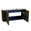 Mondiaz JOYA-DLUX Meuble de salle de bains 93,2cm - arrondis gauche et droite couleur Shadow - Vasque FAYE position Milieu 1 trou de robinet couleur Nata SW1425016