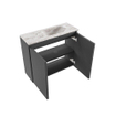 MONDIAZ TURE-DLUX Meuble toilette - 60cm - Dark Grey - EDEN - vasque Glace - position droite - 1 trou de robinet SW1103231