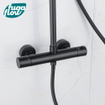 FugaFlow Efficiente Sobrado ensemble de douche à effet pluie avec thermostat douche de tête 30cm douchette à main 3 positions noir 110cm SW1123804
