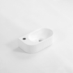 FugaFlow Eccelente Pietra Fontaine - 40x22x12cm - Gauche - Strié - demi-rond - 1 trou de robinet - Céramique - Blanc Mat SW1469151