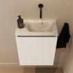 MONDIAZ TURE-DLUX Meuble toilette - 40cm - Talc - EDEN - vasque Ostra - position droite - sans trou de robinet SW1104631
