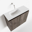 MONDIAZ TURE Kit lave-mains - 60x23x50cm - 0 trous de robinet - 2 portes - marron foncé mat - Lavabo à gauche - Acrylique Blanc SW475157