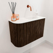 Mondiaz JOYA 61.6cm toiletmeubel - ronding links kleur Walnut - Wastafel FAYE positie Rechts Zonder kraangat kleur Talc. SW1421281