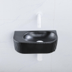 QeramiQ Fuente Ensemble de Lavabo - 40x21.5x12cm - strié - demi-rond - céramique - ensemble de robinet blanc mat - bouchon de vidange - siphon abaissé - noir mat SW1233096