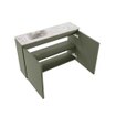 MONDIAZ TURE-DLUX Meuble toilette - 80cm - Army - EDEN - vasque Glace - position gauche - 1 trou de robinet SW1103146