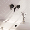 BRAUER Black Edition Wastafelmengkraan inbouw - gebogen uitloop rechts - hendel plat smal - inclusief inbouwdeel - model D2 - mat zwart SW716138