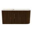 Mondiaz JOYA-DLUX Meuble de toilette 81,6cm - arrondi droit couleur Noyer - Vasque FAYE position Gauche Sans trou de robinet couleur Nata. SW1424516