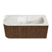 MONDIAZ KURVE-DLUX 105cm Meuble salle de bain avec module 25 G - couleur Walnut - 1 tiroir - 1 porte - vasque BIG SMALL droite - sans trou de robinet - couleur Frappe SW1137460