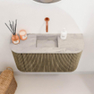 Mondiaz JOYA-DLUX Meuble WC 73,2 cm - arrondi à gauche et à droite couleur Dusk - Lavabo FAYE position Milieu Sans trou de robinetterie couleur Glace. SW1423193