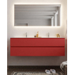 Mondiaz VICA Ensemble de meuble de salle de bain - 150cm - meuble sous-vasque fire - 2 tiroirs - lavabo cloud double - 2 trous de robinet - version XL 60cm haut SW1090862