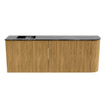 Mondiaz JOYA-DLUX 111.6cm toiletmeubel - ronding rechts kleur Oak - Wastafel FAYE positie Links Zonder kraangat kleur Lava. SW1422090