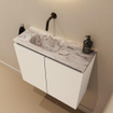 MONDIAZ TURE-DLUX Meuble toilette - 60cm - Talc - EDEN - vasque Glace - position gauche - sans trou de robinet SW1103174