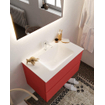 MONDIAZ VICA Ensemble de meuble salle de bain - 80cm - 2 tiroirs - lavabo Cloud central - 1 trou de robinet - solid surface fire SW410655