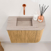 Mondiaz JOYA-DLUX 51.6cm toiletmeubel - ronding rechts kleur Oak - Wastafel FAYE positie Links Zonder kraangat kleur Saba. SW1424179