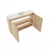 MONDIAZ TURE-DLUX Meuble toilette - 80cm - Washed Oak - EDEN - vasque Frappe - position centrale - 1 trou de robinet SW1103053