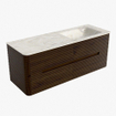Mondiaz CIRO-DLUX Badkamermeubelset - 130x45x50cm - Solid surface wastafel Ostra - 1 wasbak Rechts - 1 kraangat - 4 lades - Walnut SW1530384