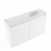 MONDIAZ TURE-DLUX Meuble WC 80 cm Talc. EDEN vasque Opalo position droite. Sans trou de robinet. SW1104102